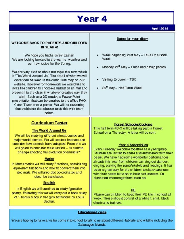 thumbnail of Year 4 Newsletter April 2018