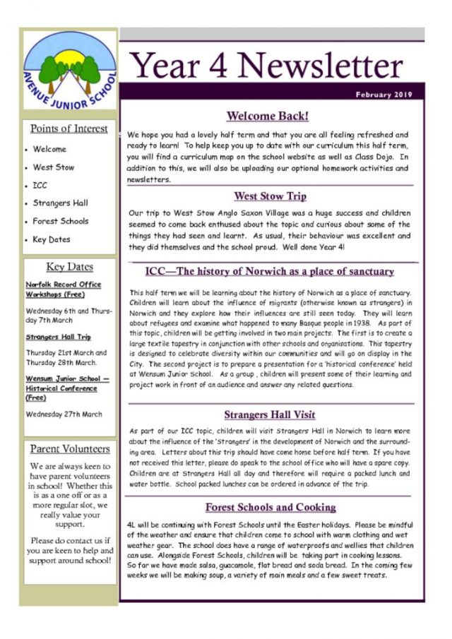 thumbnail of Year 4 Newsletter March 2019